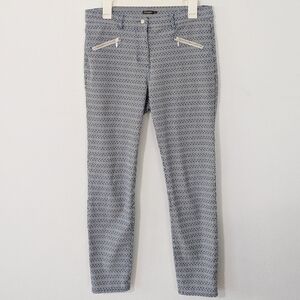 J. McLaughlin Baxter Jean Micro Aegean Link Print Zipper Ankle Pants Blue 10